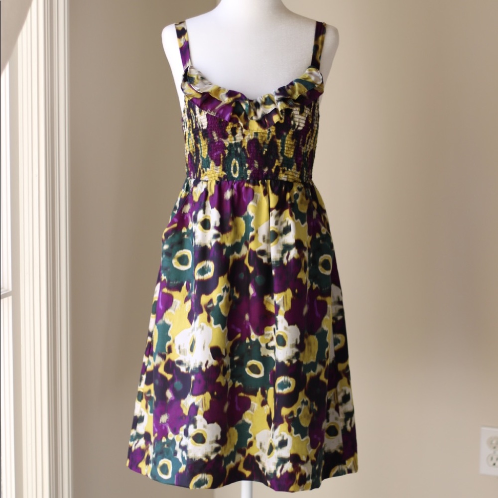 Anthropologie floral silk dress